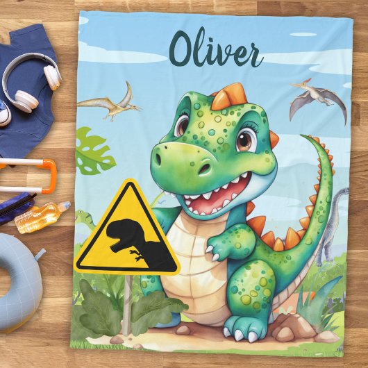 Lieve Groene Trex Dinosaurus Persoonlijk Fleece Deken