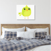 Lieve Groene Vogel Cartoon Canvas Afdruk (Insitu (Slaapkamer))