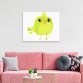 Lieve Groene Vogel Cartoon Canvas Afdruk (Insitu (Woonkamer))