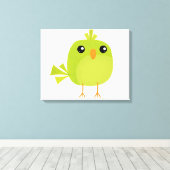 Lieve Groene Vogel Cartoon Canvas Afdruk (Insitu (Houten vloer))