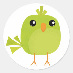 Lieve Groene Vogel Cartoon Ronde Sticker