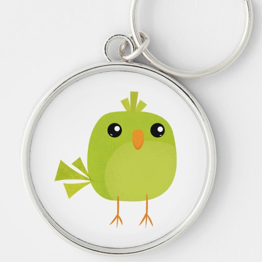 Lieve Groene Vogel Cartoon Sleutelhanger (Voorkant)