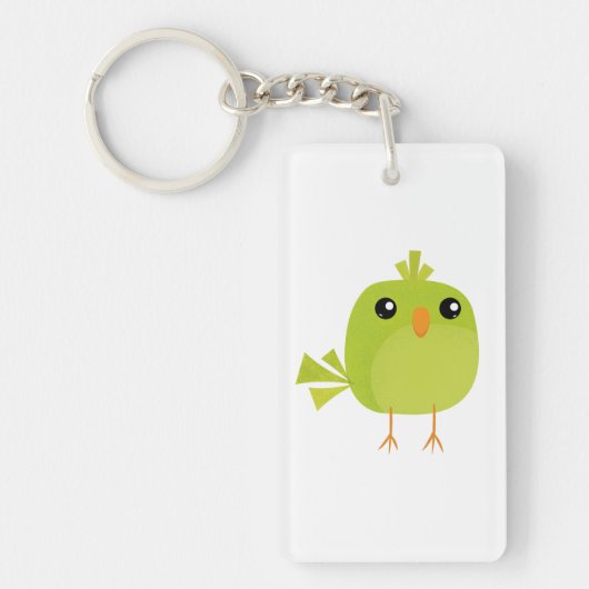 Lieve Groene Vogel Cartoon Sleutelhanger (Voorkant)