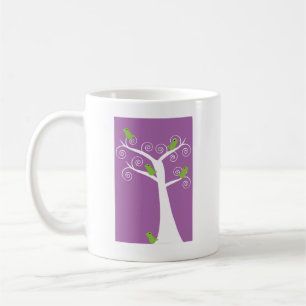 Lieve Groene Vogels Fantasievolle Natuur Design Koffiemok