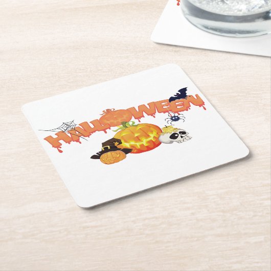 Lieve Halloween decoraties Kartonnen Onderzetters (Schuin)
