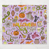 Lieve Halloween Doodle Patroon Bier Etiket (Enkel label)