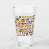 Lieve Halloween Doodle Patroon Glas (Achterkant)
