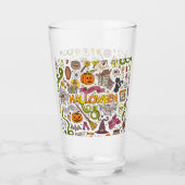 Lieve Halloween Doodle Patroon Glas (Voorkant)