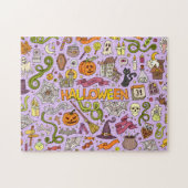 Lieve Halloween Doodle Patroon Legpuzzel (Horizontaal)