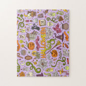 Lieve Halloween Doodle Patroon Legpuzzel (Verticaal)