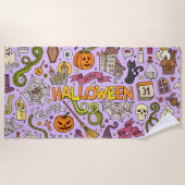 Lieve Halloween Doodle Patroon Strandlaken (Voorkant)