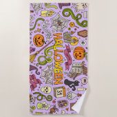 Lieve Halloween Doodle Patroon Strandlaken (Voorkant)