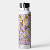 Lieve Halloween Doodle Patroon Waterfles (Rechts)
