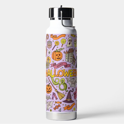 Lieve Halloween Doodle Patroon Waterfles (Links)