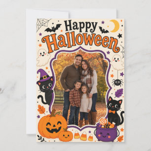 Lieve Halloween familie fotokaart Prettig Hallow Kaart