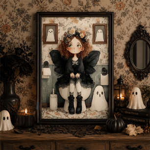 Lieve Halloween Fee Geest Whimsische Muurkunst Poster