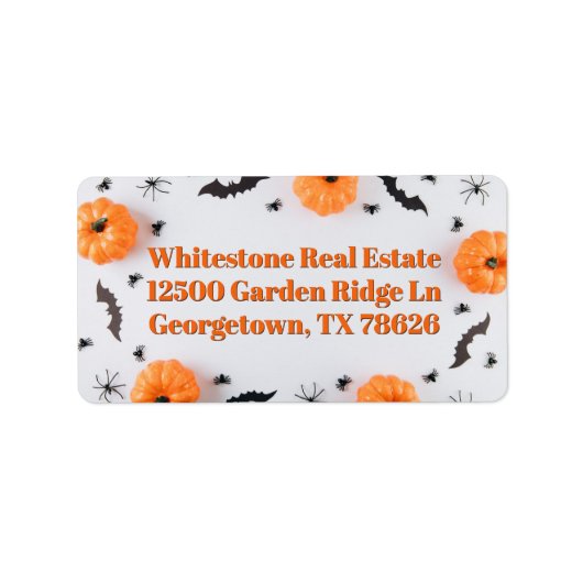 Lieve Halloween-feestpompoenen retouradres Etiket (Voorkant)