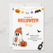 Lieve Halloween-feestuitnodiging met spook Kaart (Voorkant)