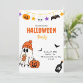 Lieve Halloween-feestuitnodiging met spook Kaart (Staand voorkant)