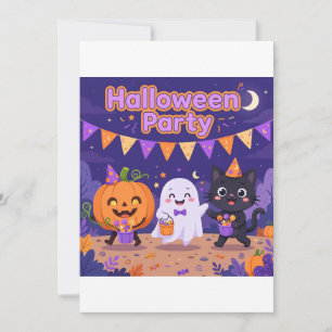 Lieve Halloween-feestuitnodiging - Pompoen & Geest Kaart
