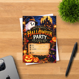 Lieve Halloween-feestuitnodiging Sablone | Griezel Acryl Uitnodigingen