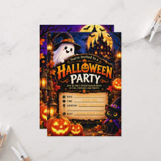Lieve Halloween-feestuitnodiging Sablone | Griezel Kaart