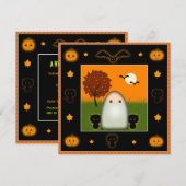 Lieve Halloween-feestuitnodigingen Kaart (Voorkant / Achterkant)