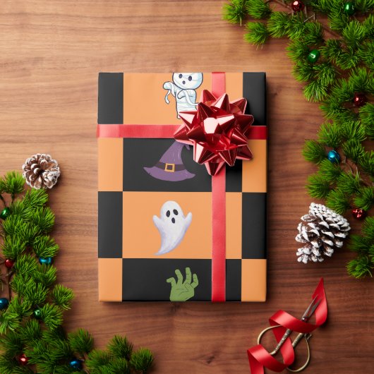 Lieve Halloween-figurenpatroon Cadeaupapier (Feestdagen Geschenken)