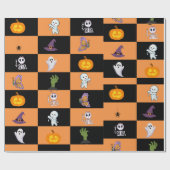 Lieve Halloween-figurenpatroon Cadeaupapier (Vlak)