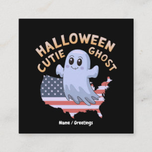 Lieve Halloween Geest Amerikaanse Vlag Kawaii Grie Vierkante Visitekaartje