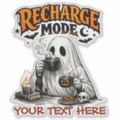 Lieve Halloween Geest - Coffee & Herlaadmodus Sticker (Voorkant)