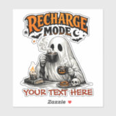 Lieve Halloween Geest - Coffee & Herlaadmodus Sticker (Vel)