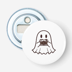 Lieve Halloween Geest Fotograaf Button Flesopener