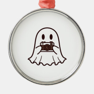 Lieve Halloween Geest Fotograaf Metalen Ornament