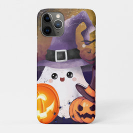 Lieve Halloween Geest met Heksenhoed en Pompoenen Case-Mate iPhone Case