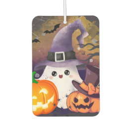 Lieve Halloween Geest met Heksenhoed en Pompoenen Luchtverfrisser