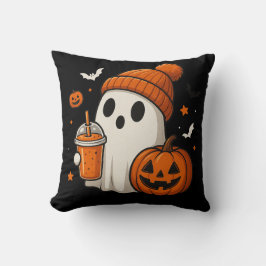 Lieve Halloween Geest met Pompoen en Drank Kussen