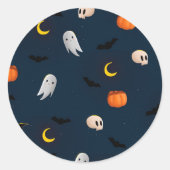 Lieve Halloween Geest Pompoen Nacht Ronde Sticker (Voorkant)