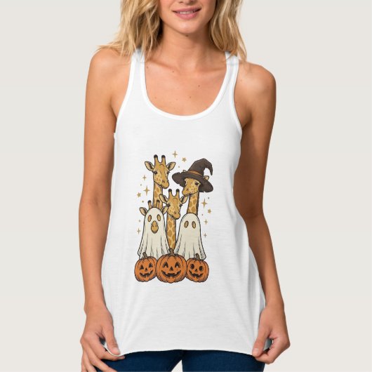 Lieve Halloween Giraffe Geest Pompoen Shirt Ontwer (Voorkant)