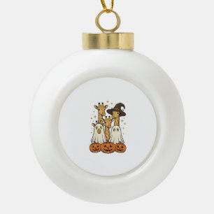 Lieve Halloween Giraffe Geest Pompoen Shirt Ontwer Keramische Bal Ornament