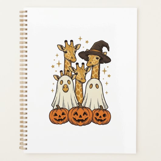 Lieve Halloween-giraffe-spookpompoen-shirtontwerp_ Planner (Voorkant)