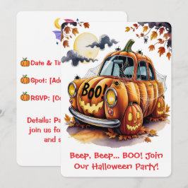Lieve Halloween Jack O Lantern Pompoen Auto Spooky Kaart