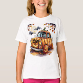 Lieve Halloween Jack O Lantern Pompoen Auto Spooky T-shirt