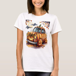 Lieve Halloween Jack O Lantern Pompoen Auto Spooky T-shirt