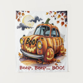 Lieve Halloween Jack O Lantern Pompoen Car Spooky  Wandkleed