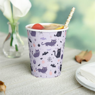 Lieve Halloween kat paars Papieren Bekers