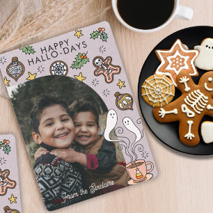 Lieve Halloween Kerstmis Familie Foto Feestdagenkaart