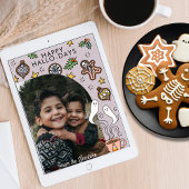 Lieve Halloween Kerstmis Familie Foto Feestdagenkaart