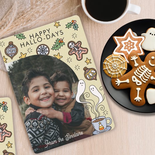 Lieve Halloween Kerstmis Familie Foto Feestdagenkaart