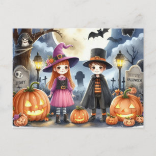 Lieve Halloween Kinderen Aquarel Briefkaart